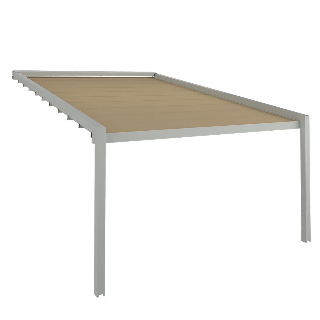 Detail van een Saxun Fúlvia pergola met doekdak