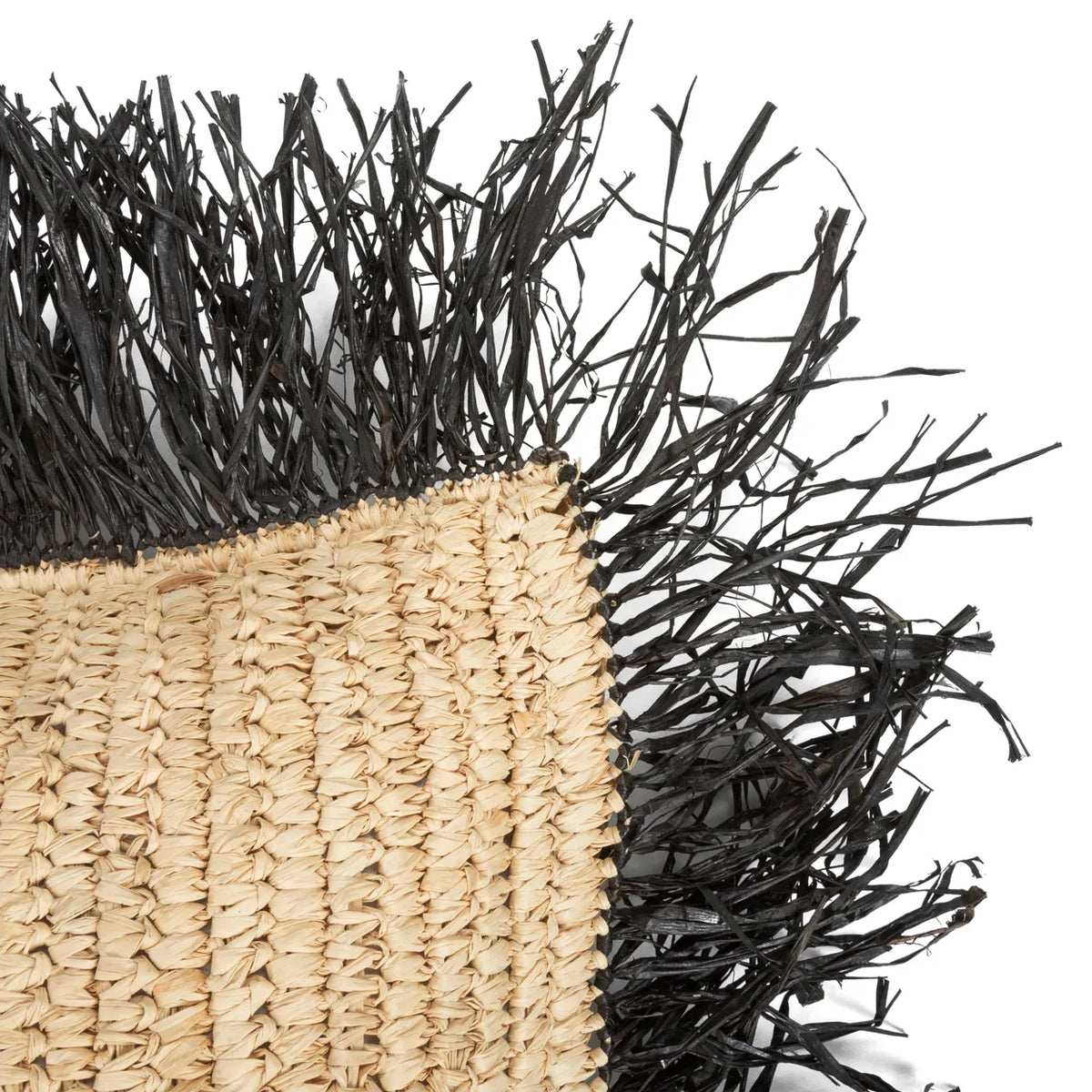De Raffia Kussenhoes Vierkant - Naturel Zwart - 40x40 — Bazar Bizar, foto 4