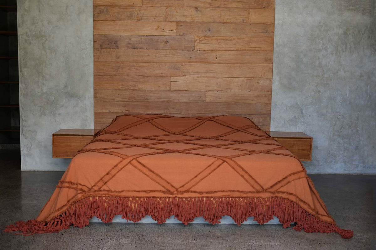 De Berber-bedsprei - Terracotta — Bazar Bizar, foto 3