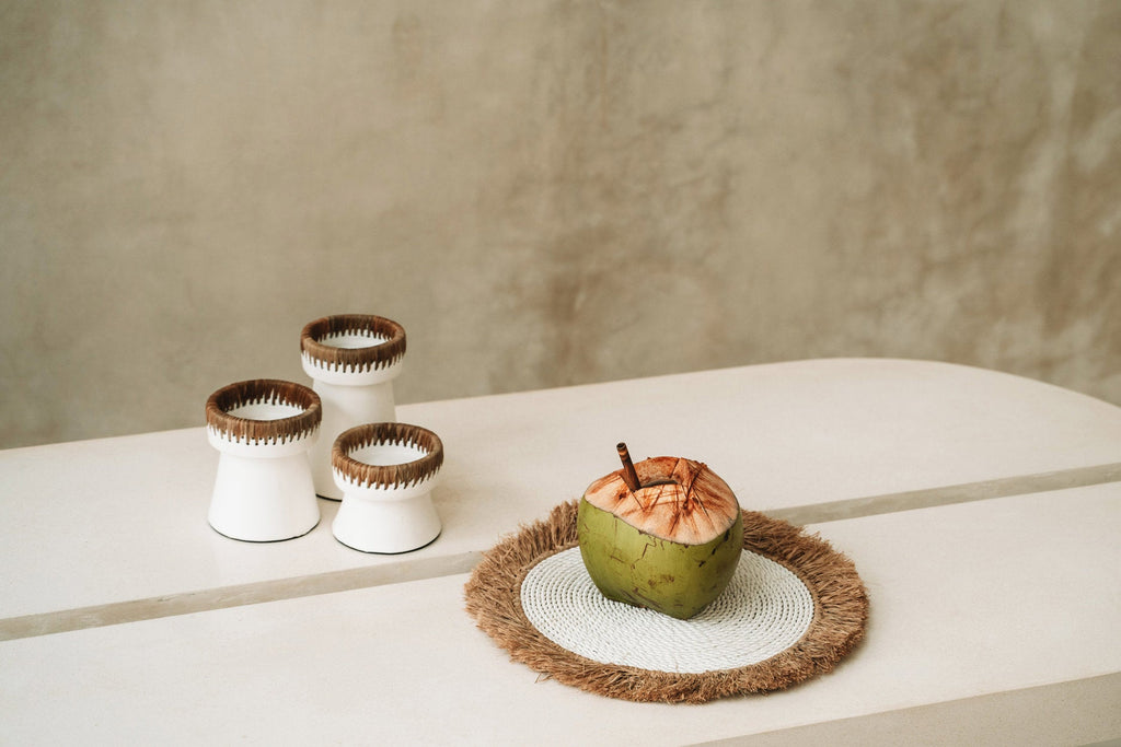 De Waterhyacint Raffia Placemat - Wit Naturel — Bazar Bizar, foto 3