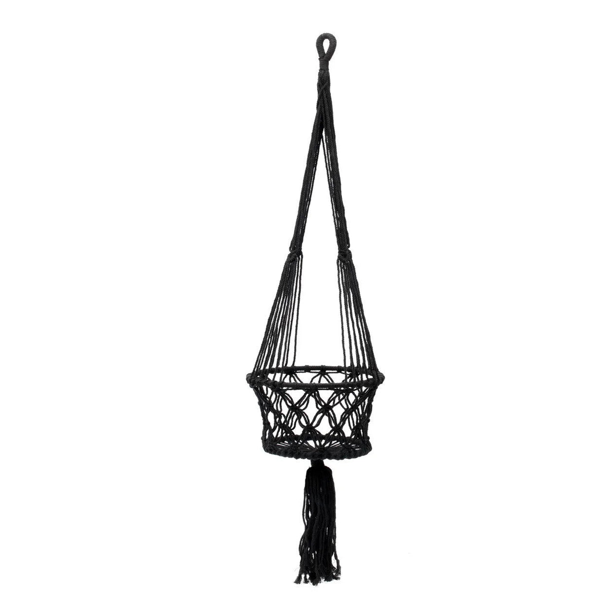 De Macrame Plantenhouder - Zwart - L — Bazar Bizar, foto 6