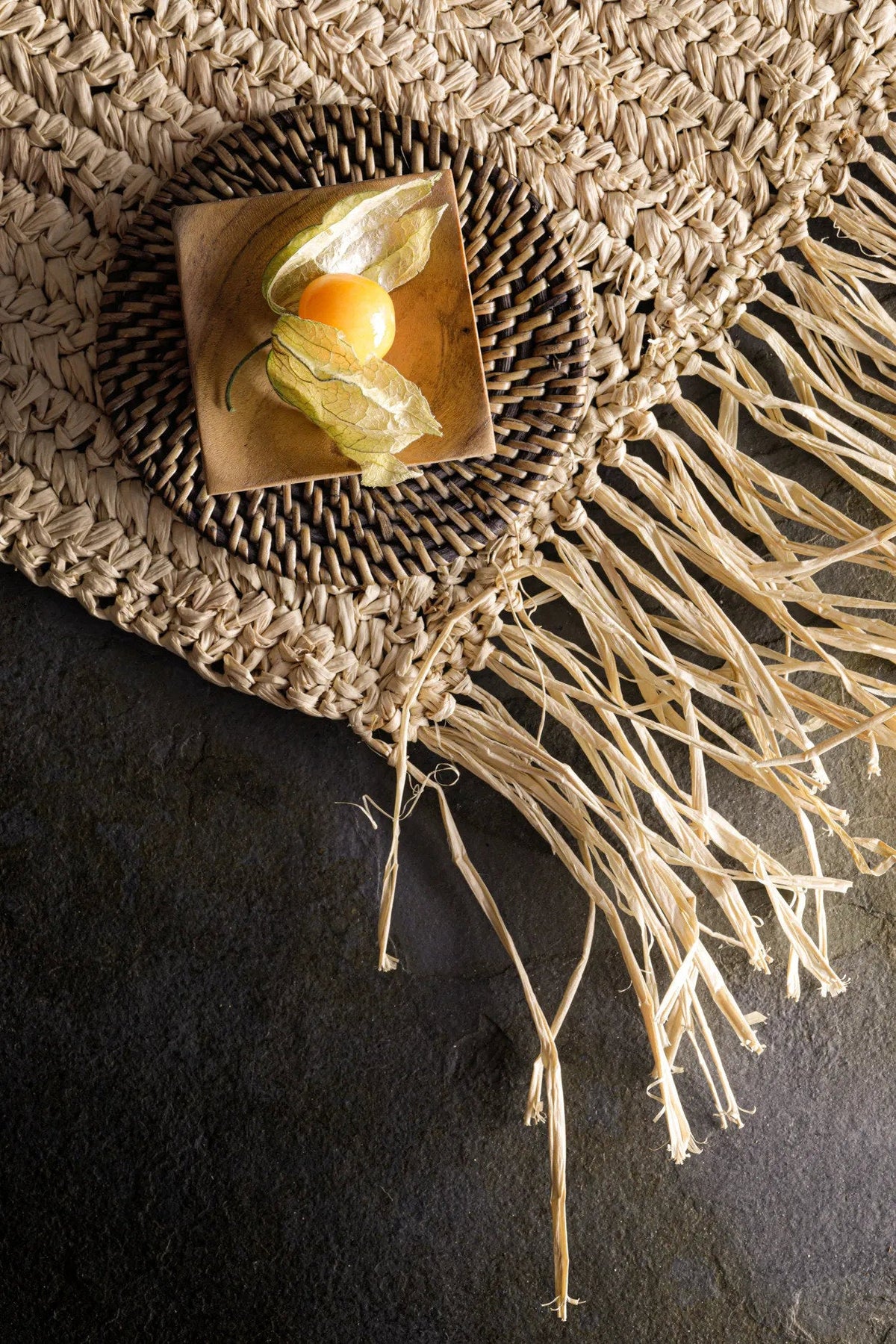 The Fringe Raffia Placemat Rechthoekig - Naturel — Bazar Bizar, foto 3