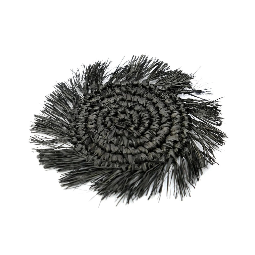 De Fringe Raffia Onderzetter - Zwart — Bazar Bizar, foto 9
