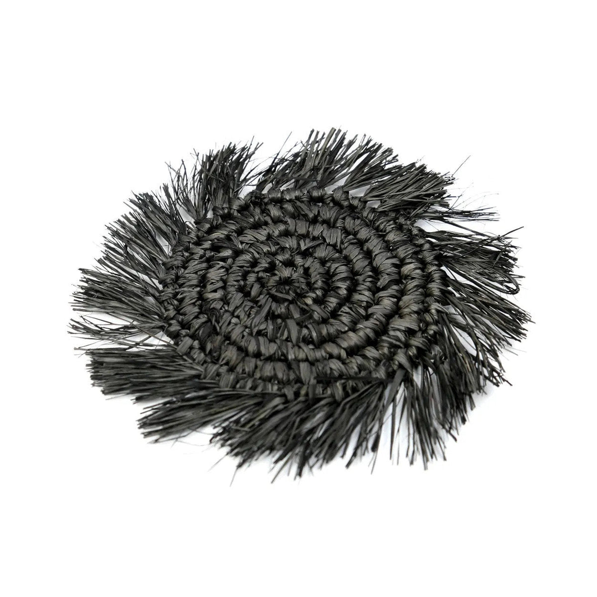 De Fringe Raffia Onderzetter - Zwart — Bazar Bizar, foto 9
