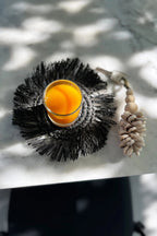 De Fringe Raffia Onderzetter - Zwart — Bazar Bizar, foto 7