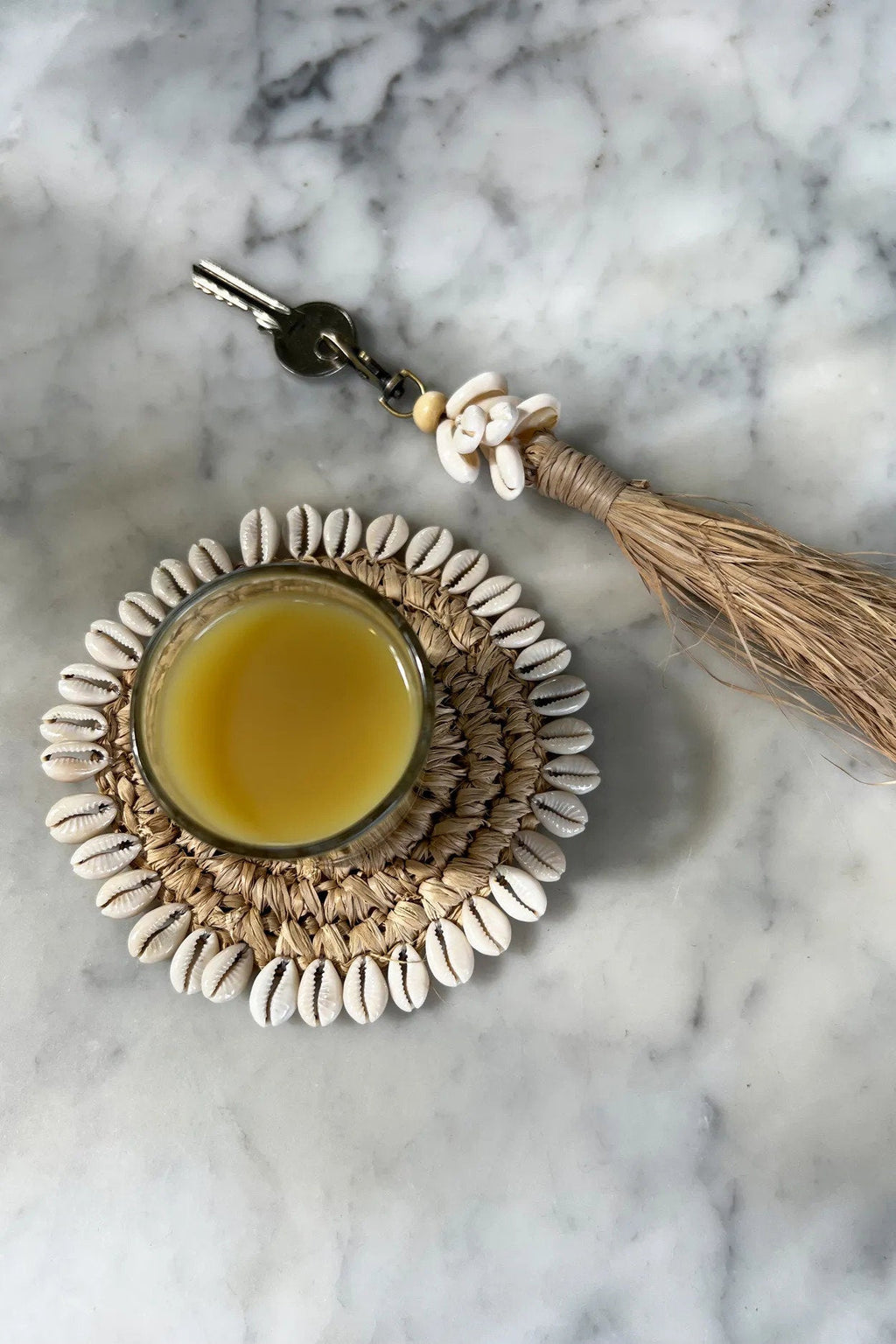 De Raffia Schelp Onderzetter - Naturel — Bazar Bizar, foto 3