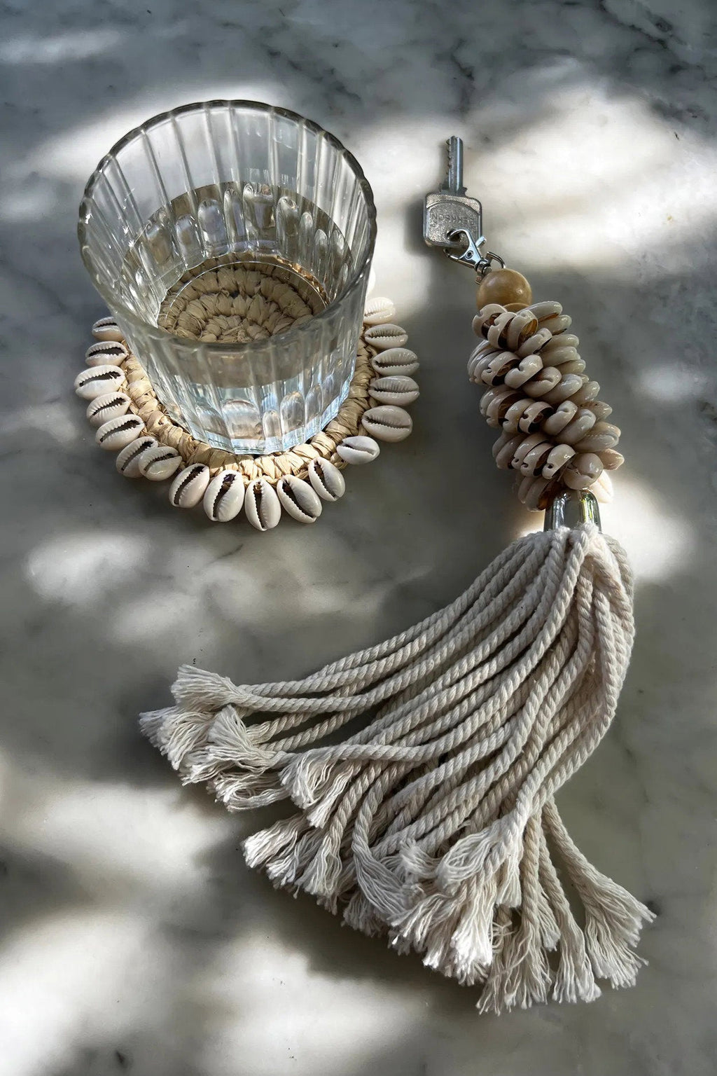 De Raffia Schelp Onderzetter - Naturel — Bazar Bizar, foto 6