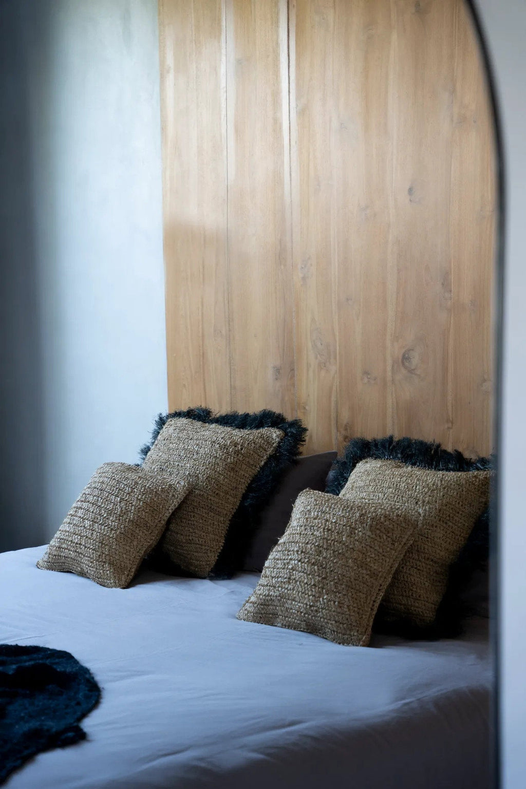 De Raffia Kussenhoes Vierkant - Naturel Zwart - 60x60 — Bazar Bizar, foto 4