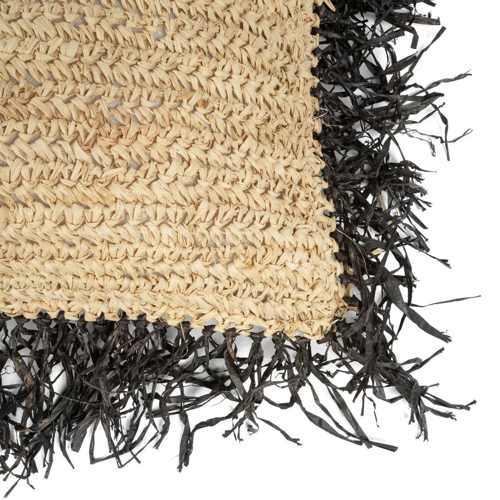 De Raffia Kussenhoes Vierkant - Naturel Zwart - 60x60 — Bazar Bizar, foto 5