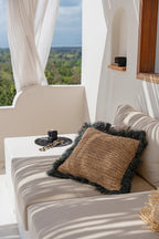 De Raffia Kussenhoes Vierkant - Naturel Zwart - 60x60 — Bazar Bizar, foto 2