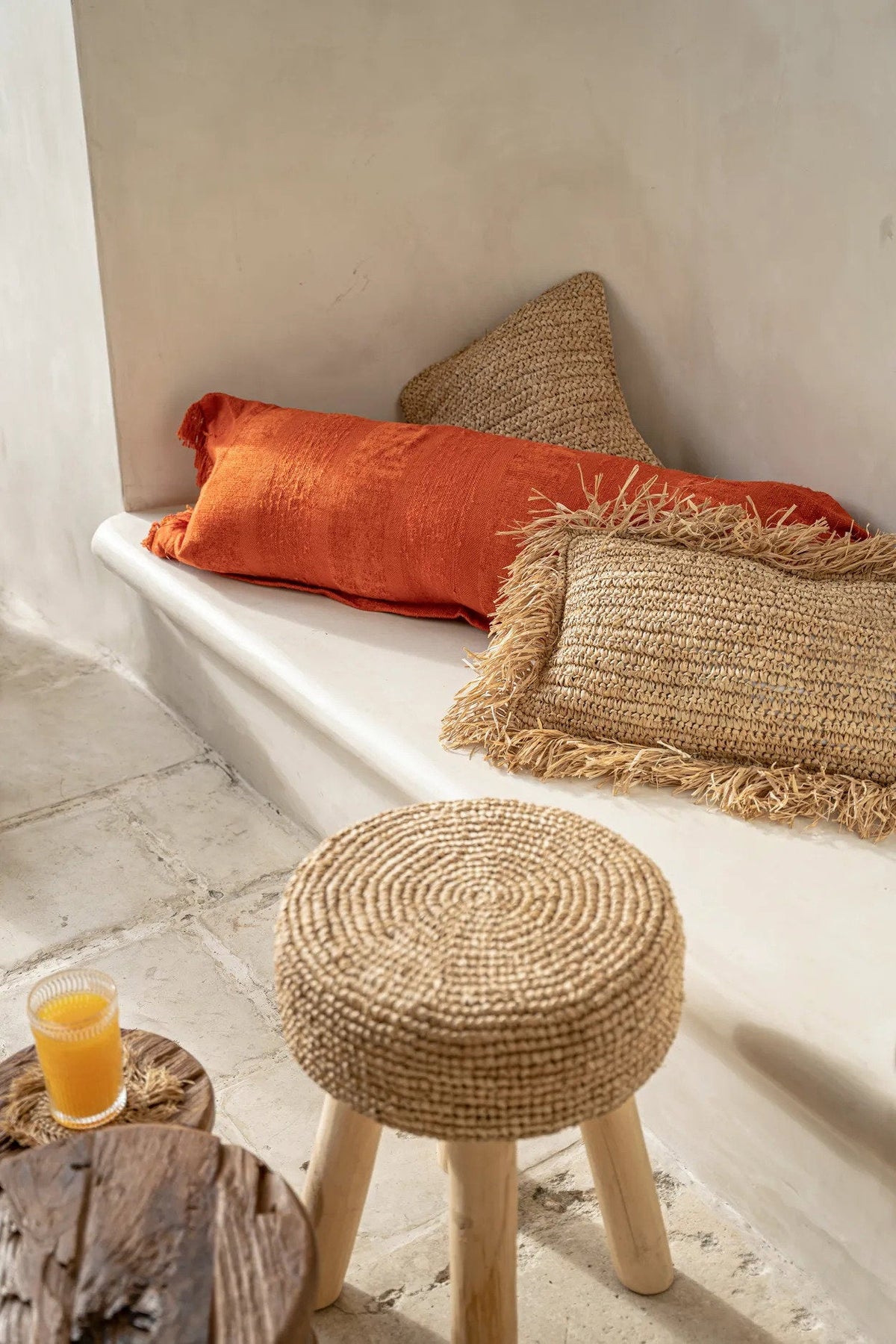 De Raffia Kussenhoes Rechthoekig - Naturel - 30x50 — Bazar Bizar, foto 6