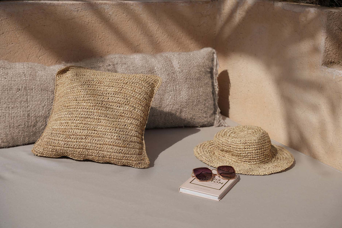 De Raffia Flores Kussenhoes Vierkant - Naturel - 40x40 — Bazar Bizar, foto 2