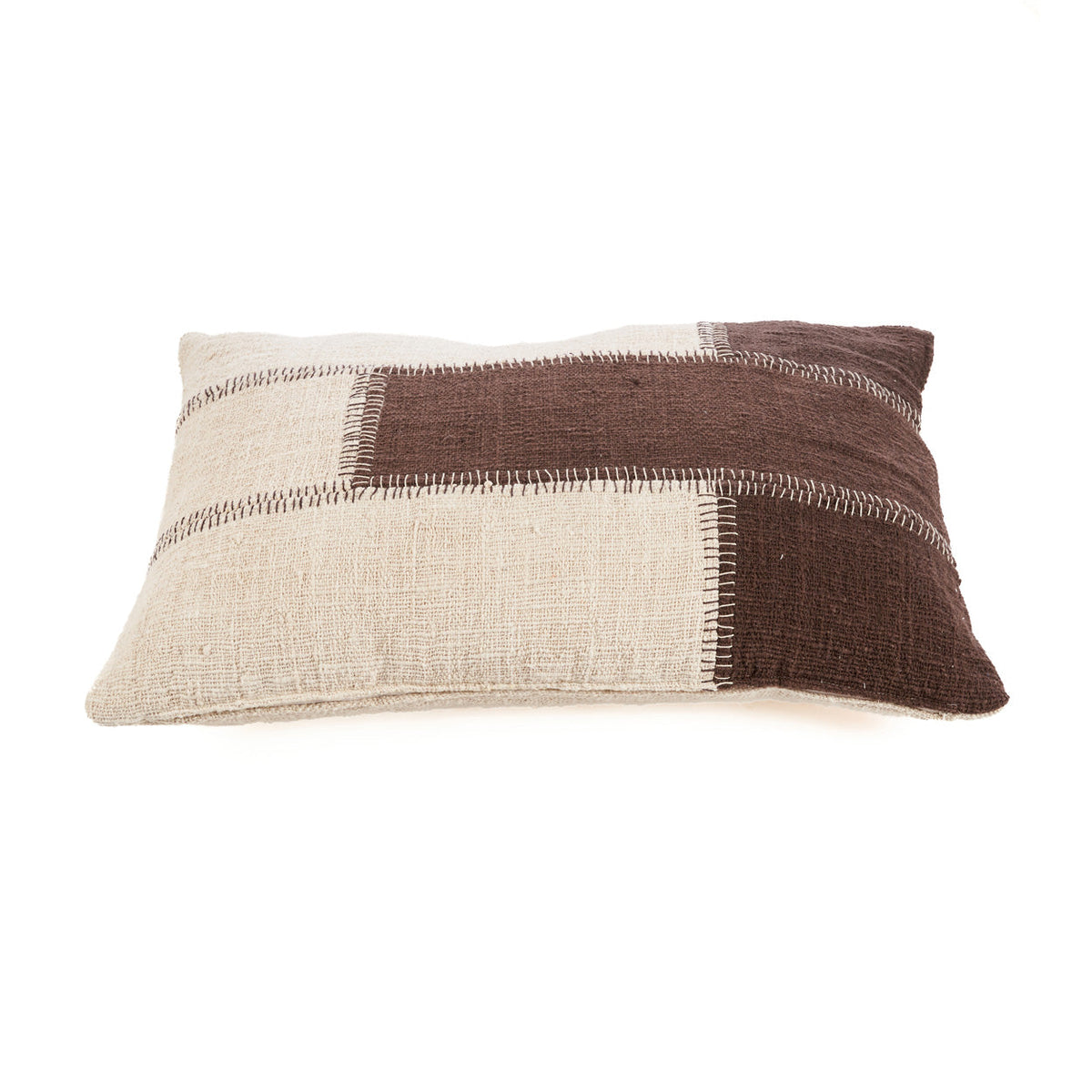 Kussenhoes met cacao-patchwork - natuurlijk bruin — Bazar Bizar, foto 10