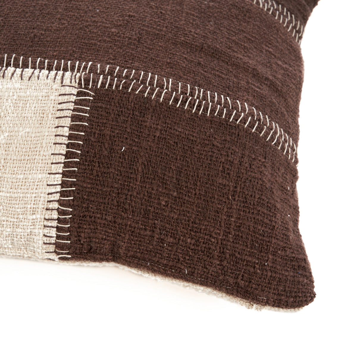 Kussenhoes met cacao-patchwork - natuurlijk bruin — Bazar Bizar, foto 11