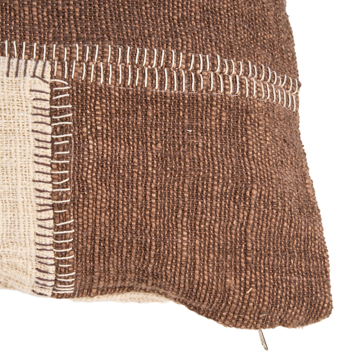 Kussenhoes met cacao-patchwork - natuurlijk bruin — Bazar Bizar, foto 4