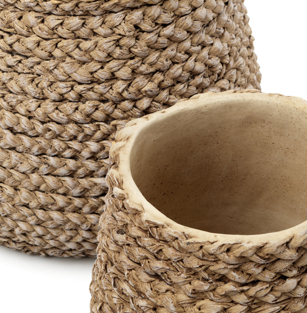De nep gevlochten plantenbak - naturel - L — Bazar Bizar, foto 4