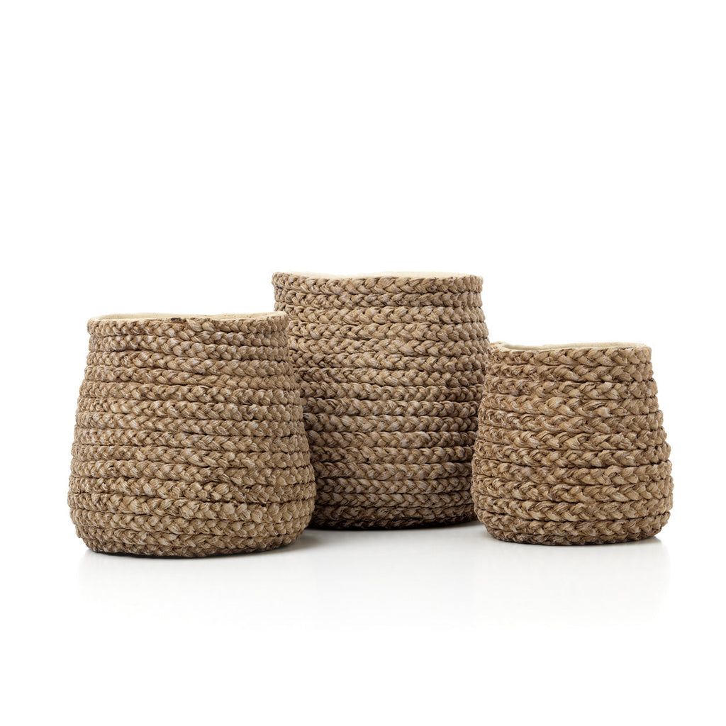 De nep gevlochten plantenbak - naturel - M — Bazar Bizar, foto 5