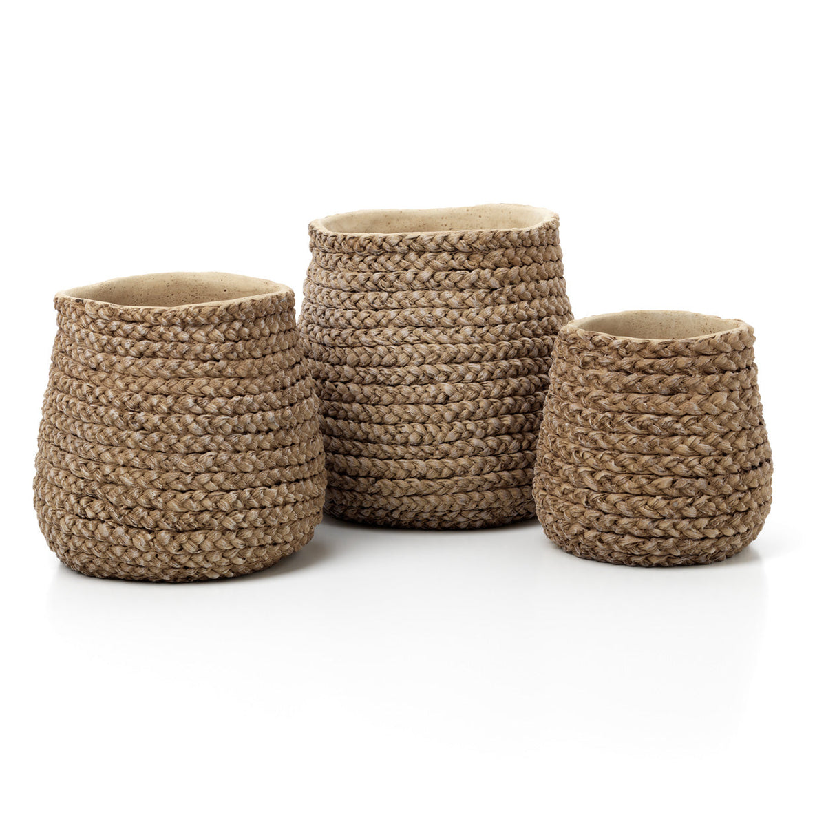 De nep gevlochten plantenbak - naturel - S — Bazar Bizar, foto 4