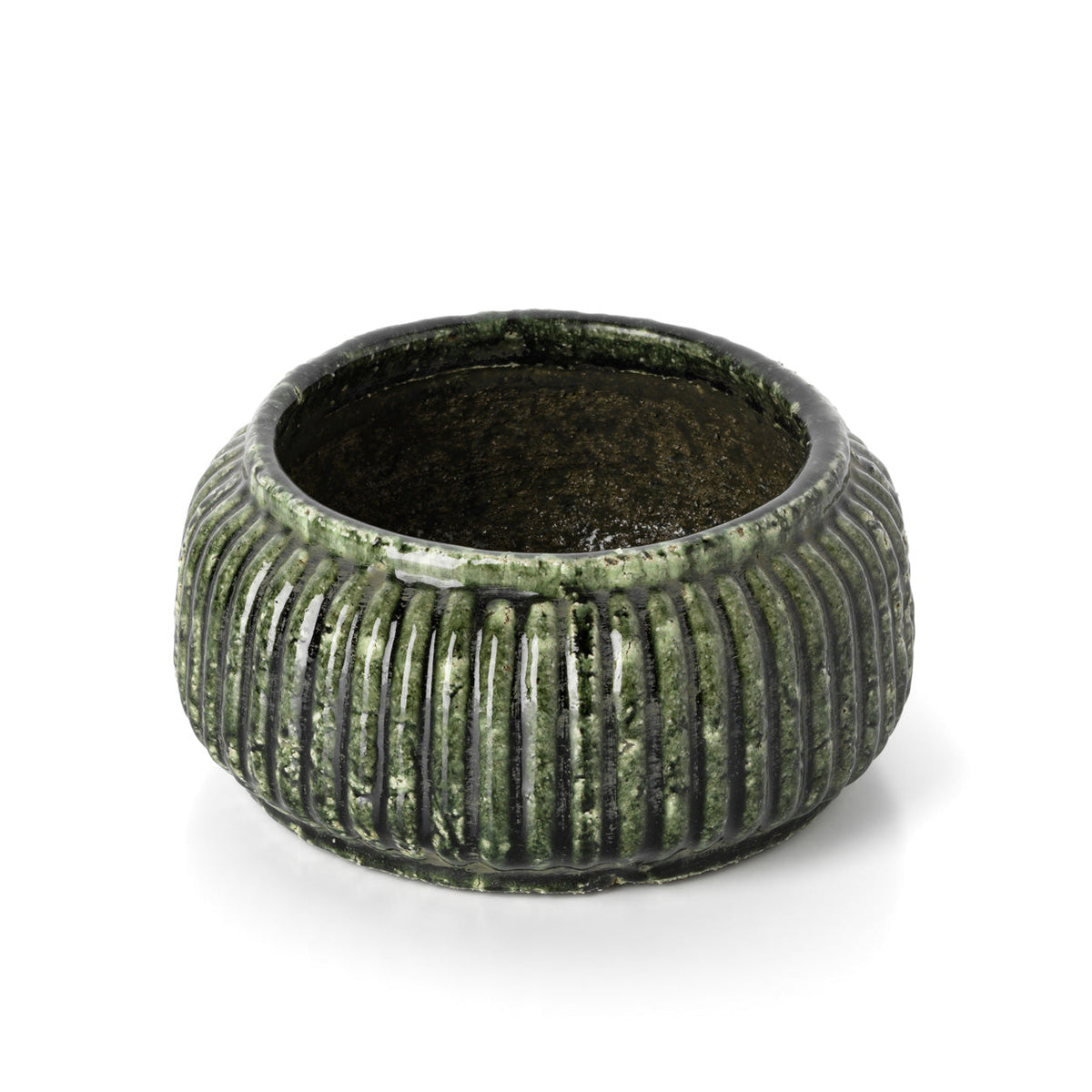 De Forest Geribbelde Bowl Planter - Bosgroen - Laag — Bazar Bizar, foto 3