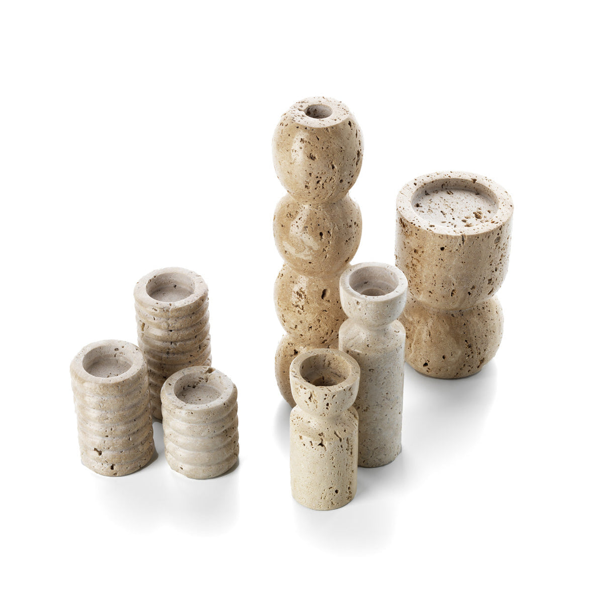 De Travertijn Totem Taper Kaarsenhouder - Beige - L — Bazar Bizar, foto 4