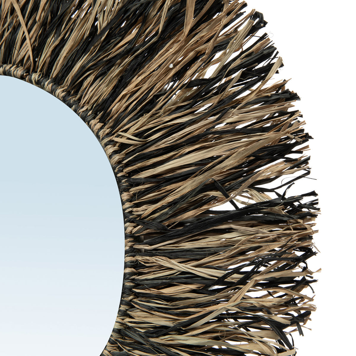 De Raffia Fringe Spiegel - Naturel Zwart - M — Bazar Bizar, foto 4