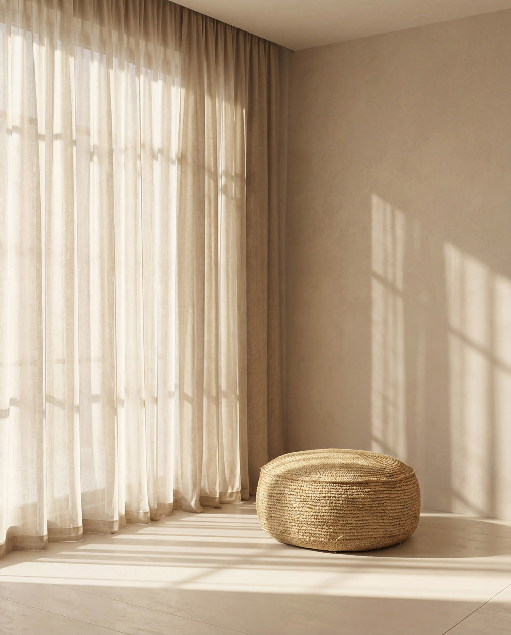 De Raffia Flores Poef - Naturel — Bazar Bizar, foto 2