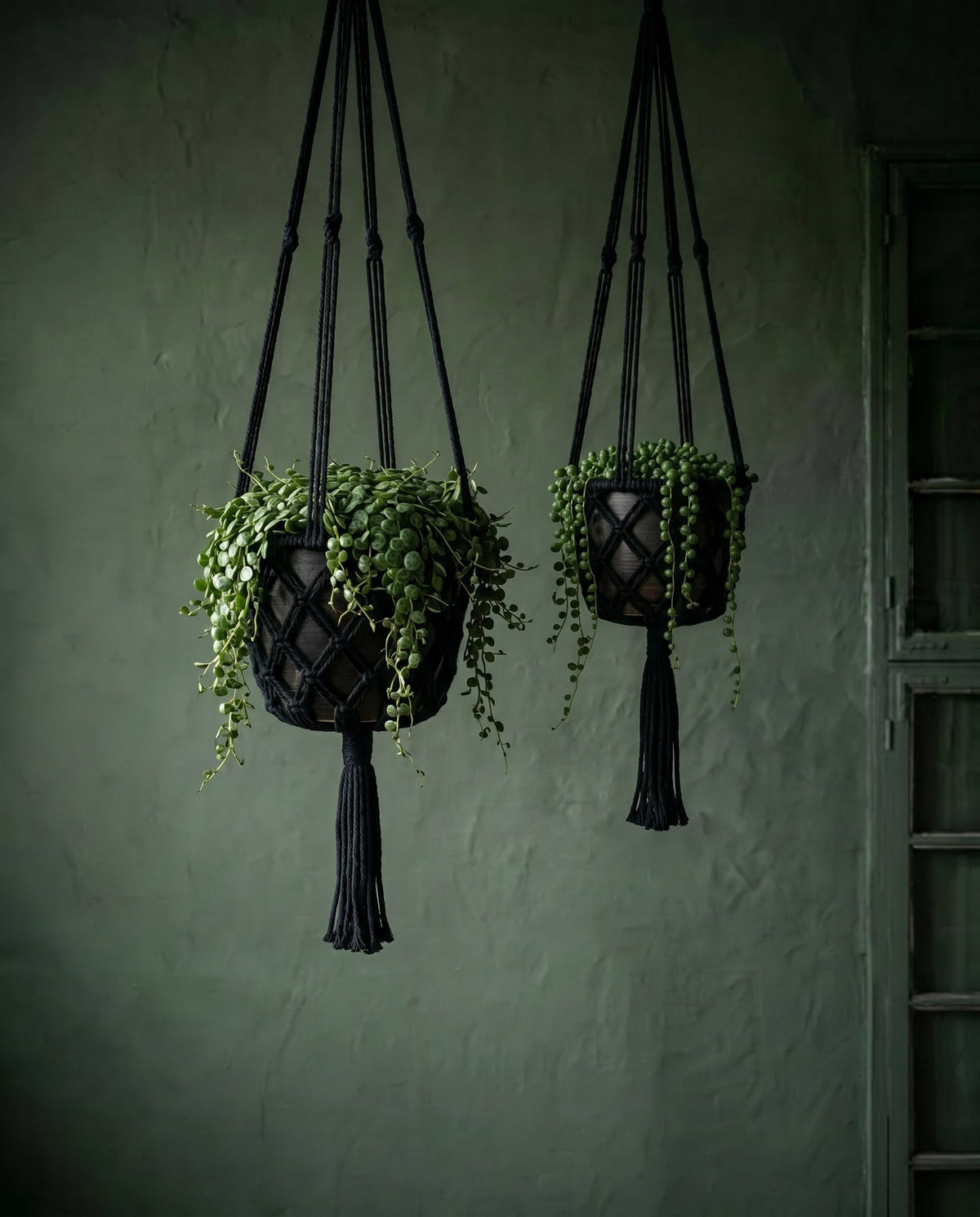 De Macrame Plantenhouder - Zwart - L — Bazar Bizar, foto 8