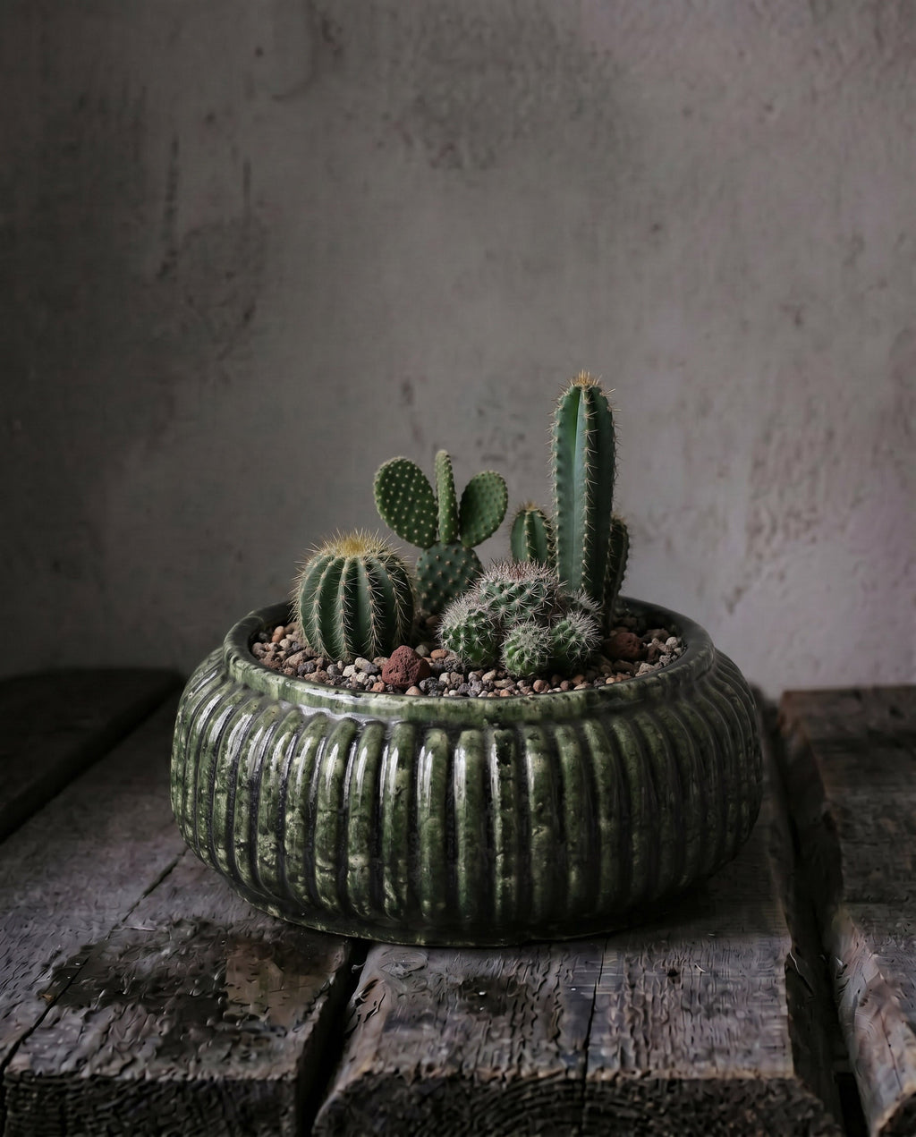 De Forest Geribbelde Bowl Planter - Bosgroen - Laag — Bazar Bizar, foto 2