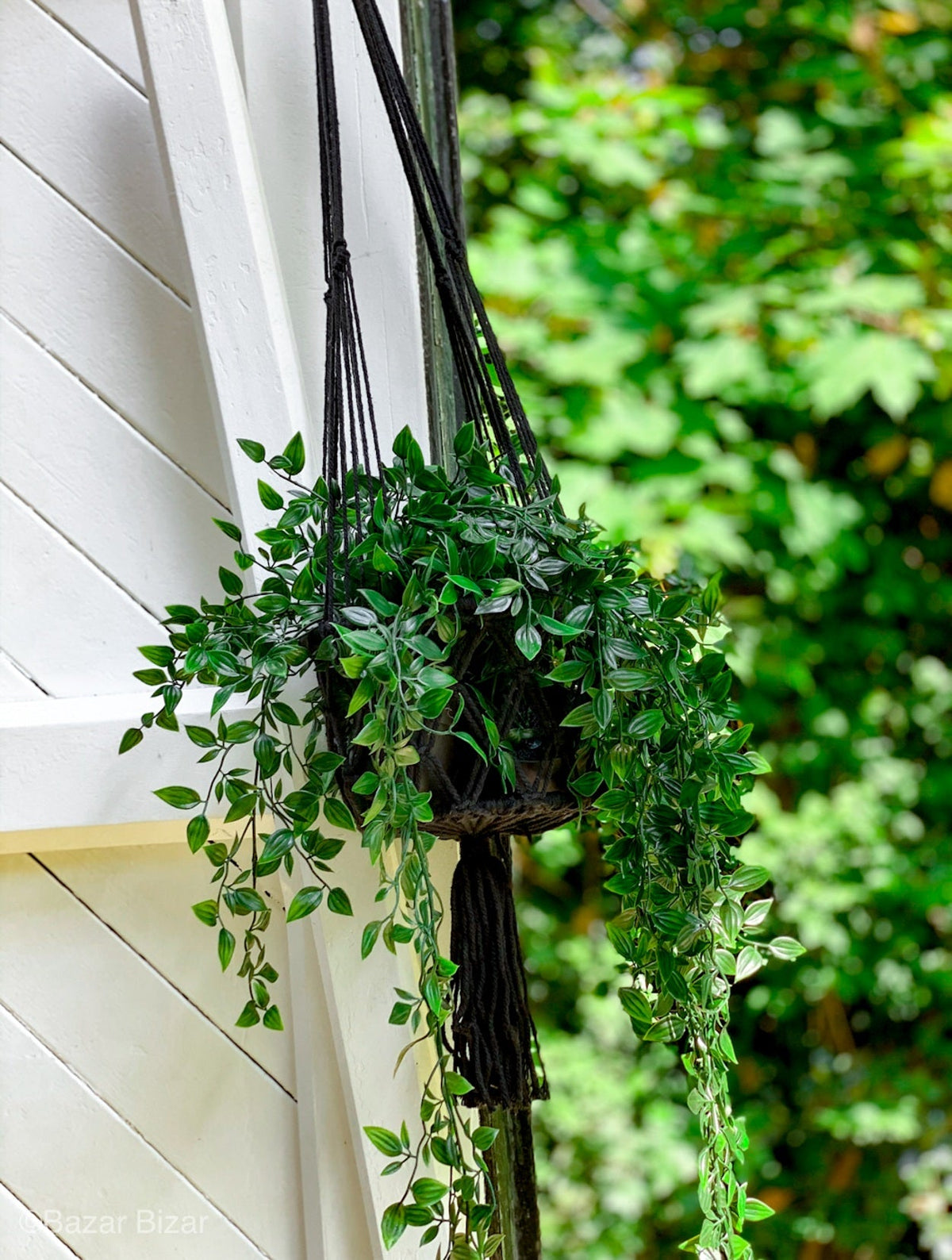 De Macrame Plantenhouder - Zwart - M — Bazar Bizar, foto 2