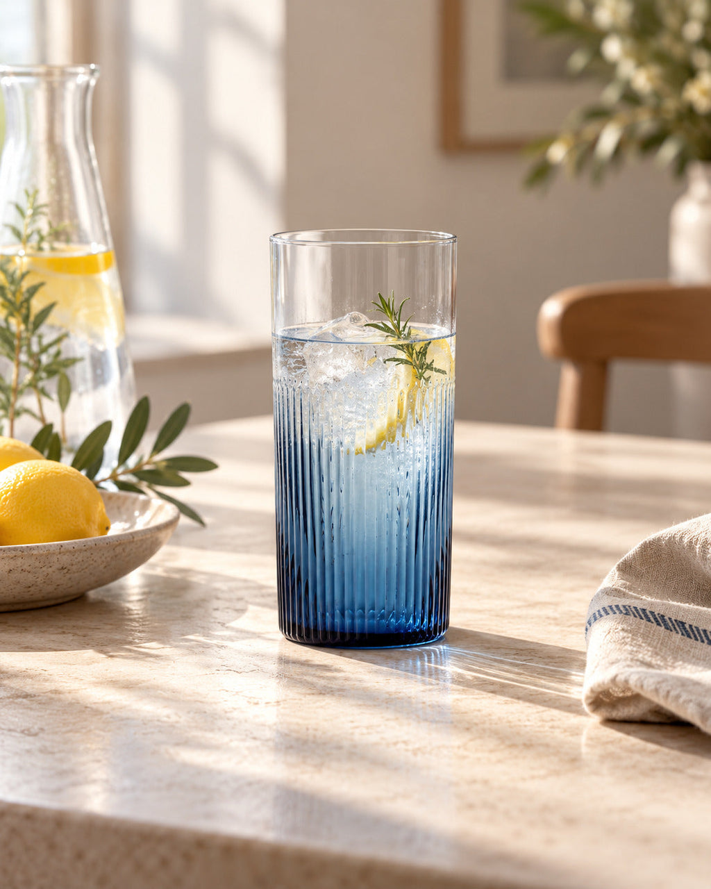 De Azure Rippled High Tumbler - Blauw — Bazar Bizar, foto 2