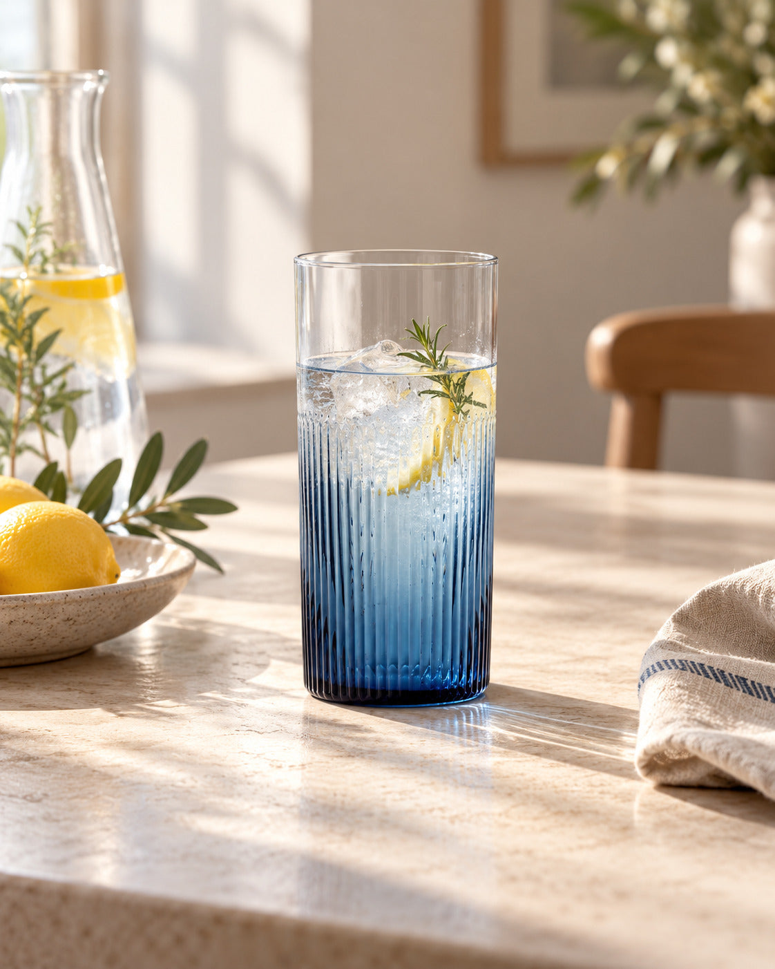 De Azure Rippled High Tumbler - Blauw — Bazar Bizar, foto 2