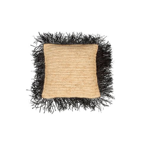 De Raffia Kussenhoes Vierkant - Naturel Zwart - 40x40 - Bazar Bizar