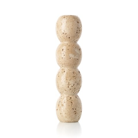 De Travertijn Totem Taper Kaarsenhouder - Beige - L - Bazar Bizar