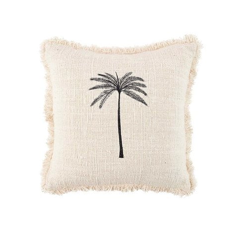 De Gili Palm Kussenhoes - Natuurlijk Zwart - Bazar Bizar
