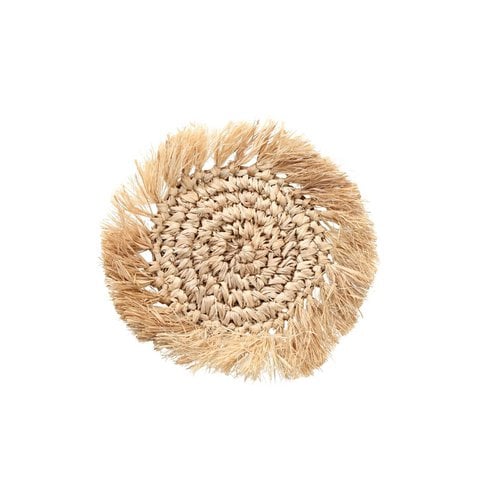 De Fringe Raffia Onderzetter - Naturel - S - Bazar Bizar