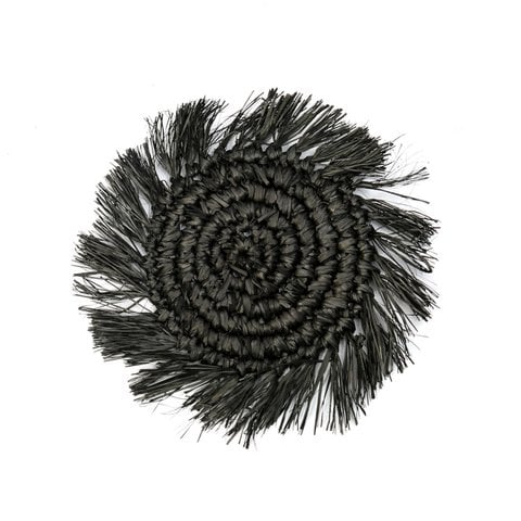 De Fringe Raffia Onderzetter - Zwart - Bazar Bizar