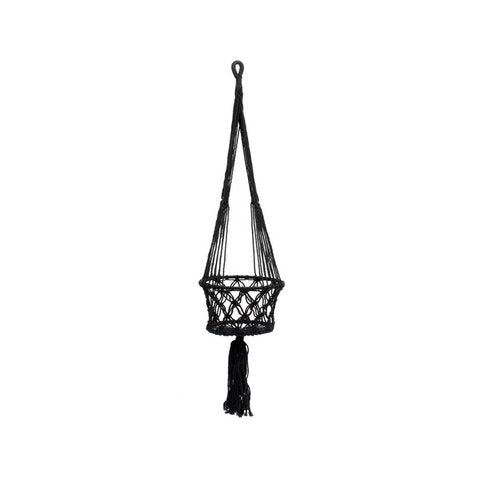 De Macrame Plantenhouder - Zwart - M - Bazar Bizar