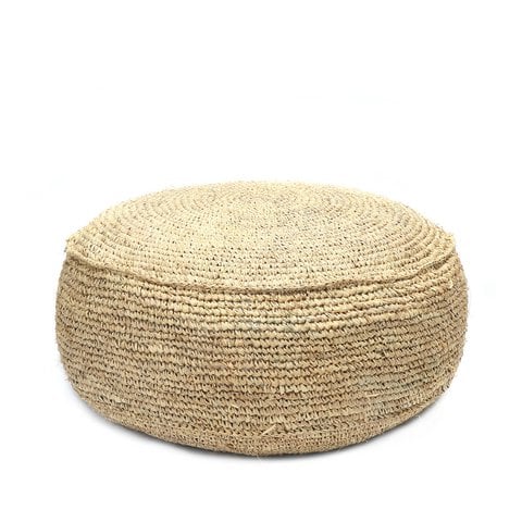 De Raffia Flores Poef - Naturel - Bazar Bizar