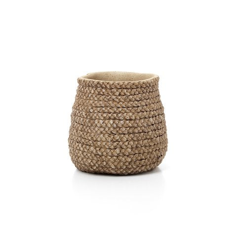 De nep gevlochten plantenbak - naturel - M - Bazar Bizar