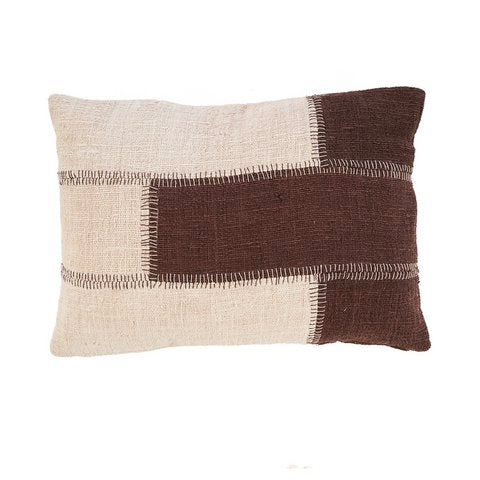 Kussenhoes met cacao-patchwork - natuurlijk bruin - Bazar Bizar