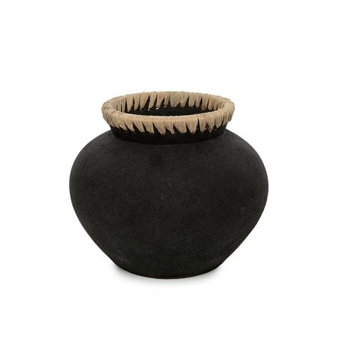 De Styly Vaas - Zwart Naturel - M - Bazar Bizar