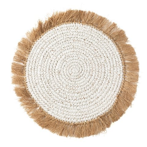De Waterhyacint Raffia Placemat - Wit Naturel - Bazar Bizar