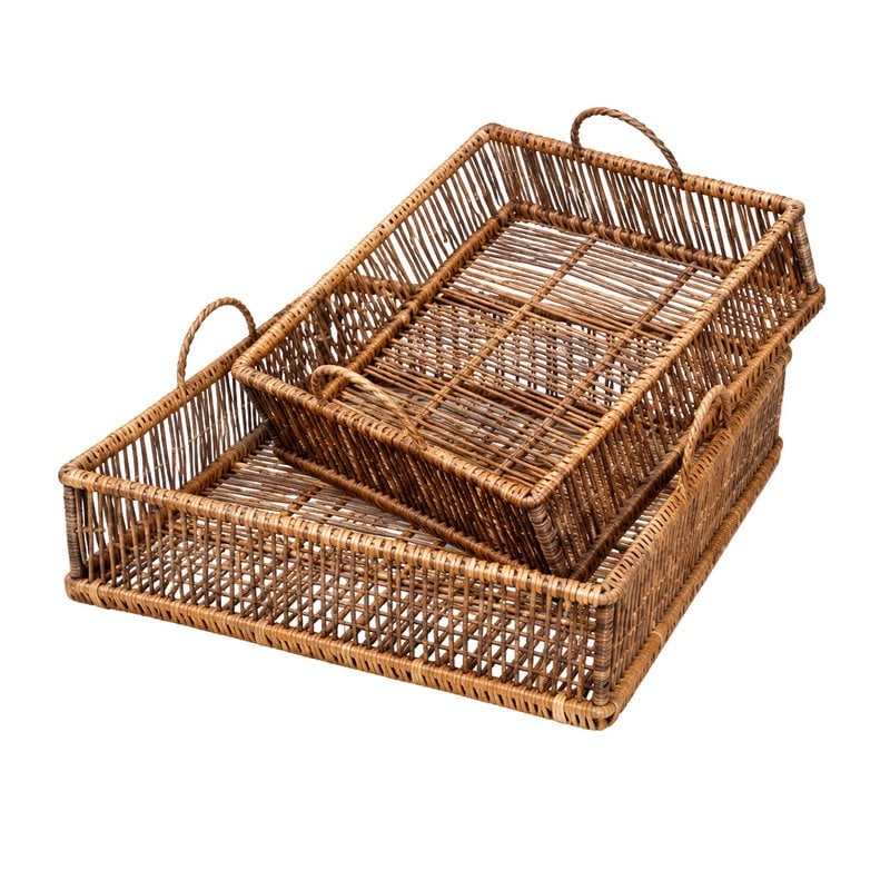Rotan Dienbladen - Vierkant - Naturel Bruin - L - Bazar Bizar