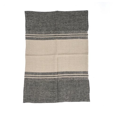 The Linen Dash Keukendoek - Naturel Zwart - 50x70 - Bazar Bizar