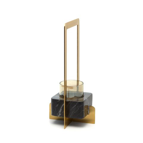 De Marbre d’Or Kaarsenhouder - Goud Zwart - L - Bazar Bizar