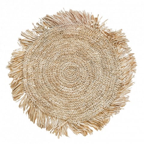 De Fringe Raffia Placemat Round - Naturel - Bazar Bizar