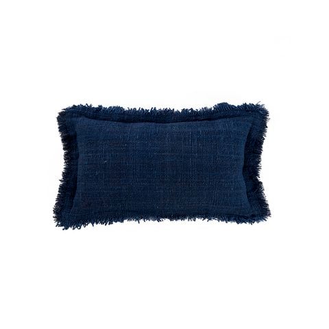 De Azure Fringe Kussenhoes - Indisch Blauw - 30x50 - Bazar Bizar