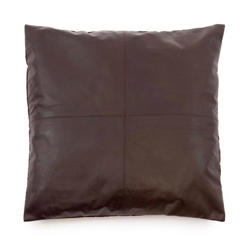 De leren kussenhoes met vier panelen - Choco - 60x60 - Bazar Bizar