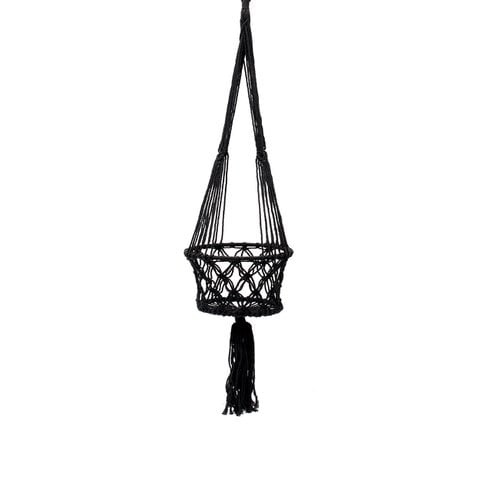 De Macrame Plantenhouder - Zwart - L - Bazar Bizar