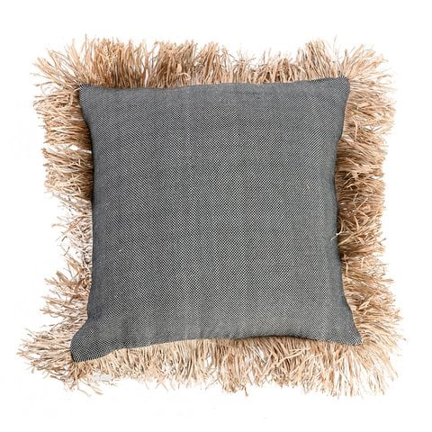 De Katoenen Bonita Kussenhoes - Naturel Zwart - 60x60 - Bazar Bizar